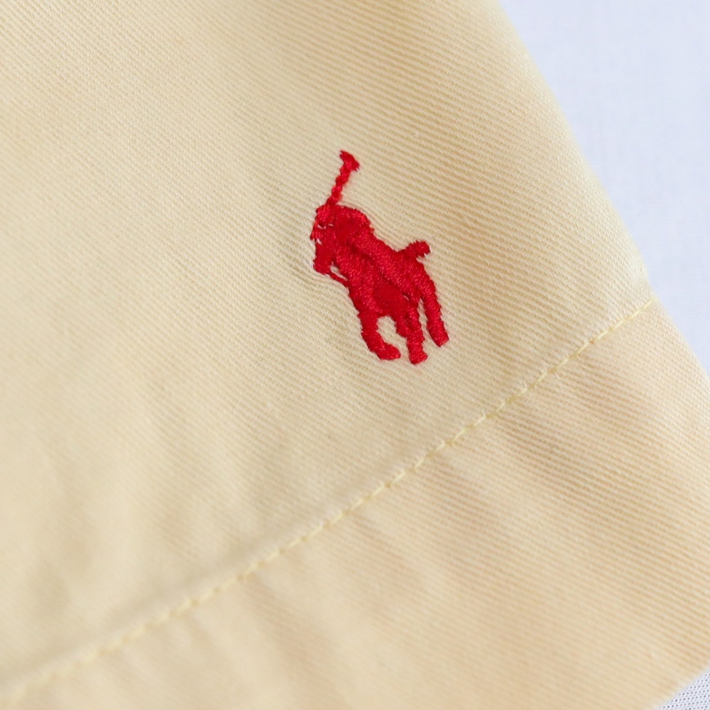 Ralph Lauren Pleated Shorts Women 6 Yellow Vintage 90s Cotton High Rise Red Pony - Picture 4 of 13